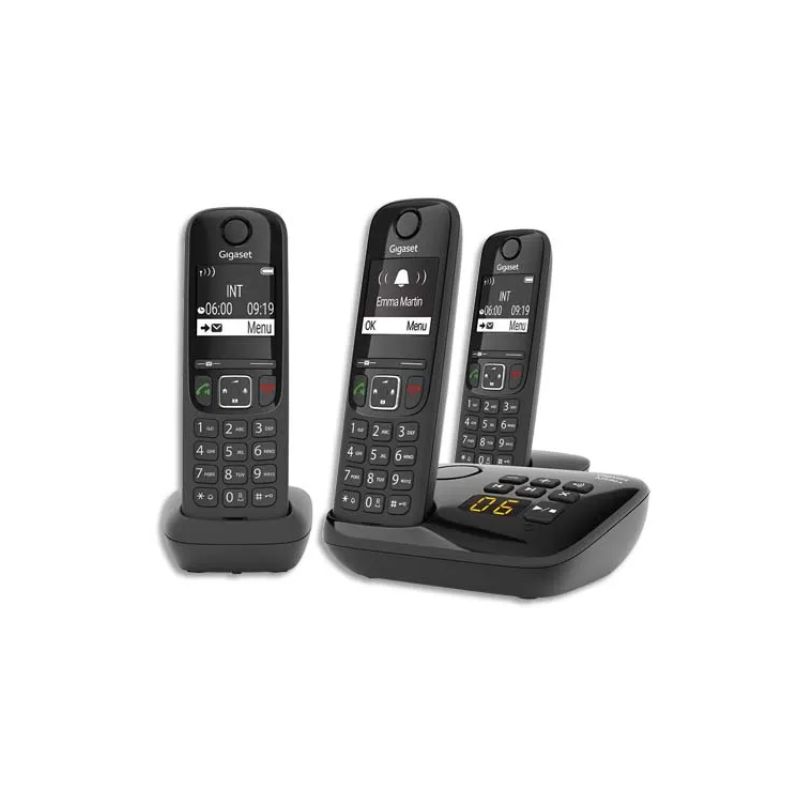GIGASET Téléphone sans fil AS690A avec répondeur Trio Noir AS690ATrioNoir GIGASET Téléphone sans fil AS690A avec répondeur Trio Noir AS690ATrioNoir