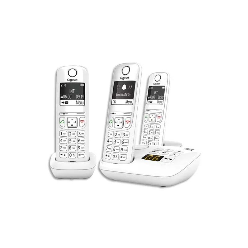 GIGASET Téléphone sans fil AS690A avec répondeur Trio Blanc AS690TRIOBLC GIGASET Téléphone sans fil AS690A avec répondeur Trio Blanc AS690TRIOBLC