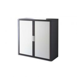 PAPERFLOW EasyOffice armoire démontable corps teinté Noir Blanc - Dimensions L110xH104xP41,5 cm