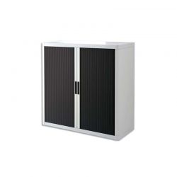 PAPERFLOW EasyOffice armoire démontable corps teinté Blanc rideau Noir - Dim L110x H104x P41,5 cm