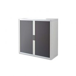 PAPERFLOW EasyOffice armoire démontable corps teinté Blanc rideau Anthracite L110x H104x P41,5 cm