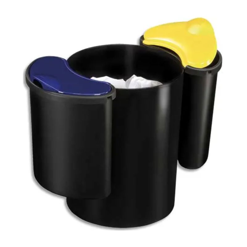 CEP Kit de tri sélectif : 1 corbeille à papier Noir Confort 16L + 2 compartiments de 4,5L chacun CEP Kit de tri sélectif : 1 corbeille à papier Noir Confort 16L + 2 compartiments de 4,5L chacun
