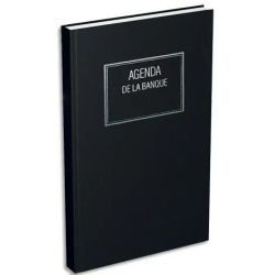 LECAS Agenda banquier large, 1 volume, 1 jour sur 2 pages, 18x29cm Noir