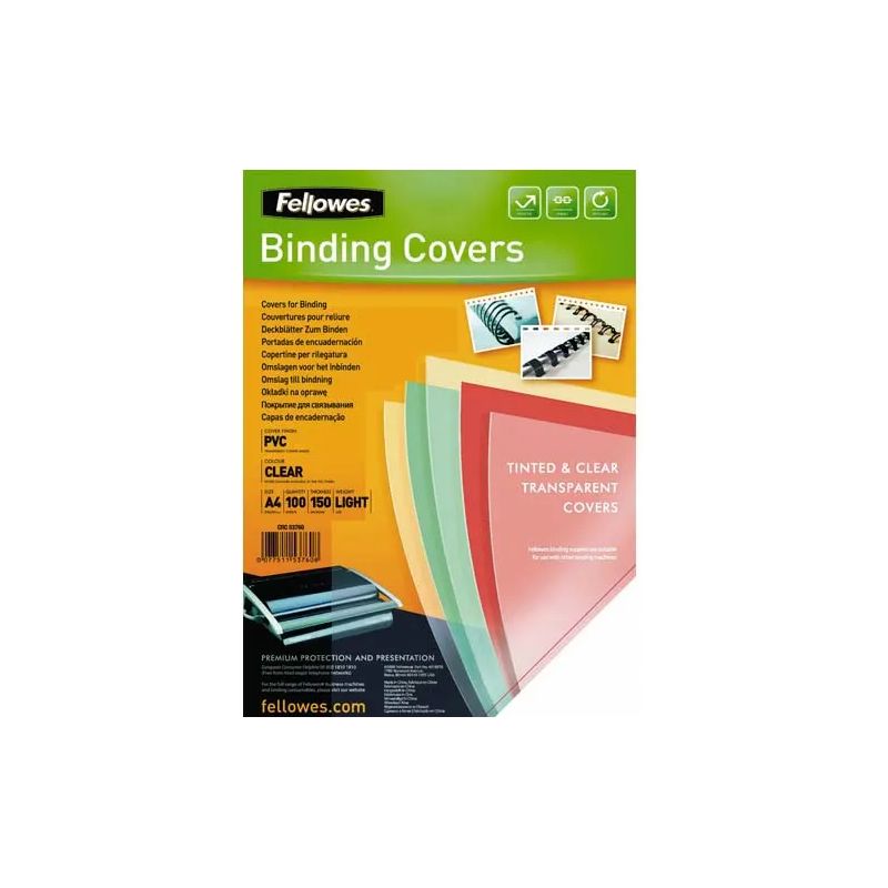 FELLOWES Boîte de 100 plats de couvertures PVC A4 150 microns 5376001 FELLOWES Boîte de 100 plats de couvertures PVC A4 150 microns 5376001