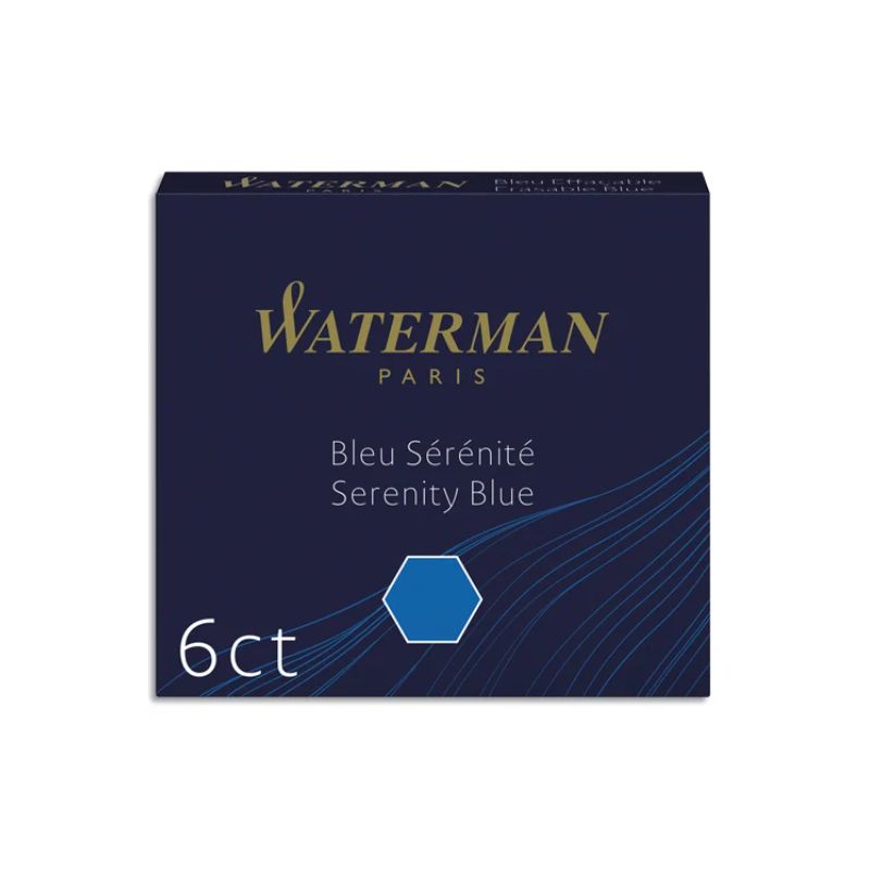 WATERMAN Etui de 6 mini cartouches encre Bleue sérénité WATERMAN Etui de 6 mini cartouches encre Bleue sérénité