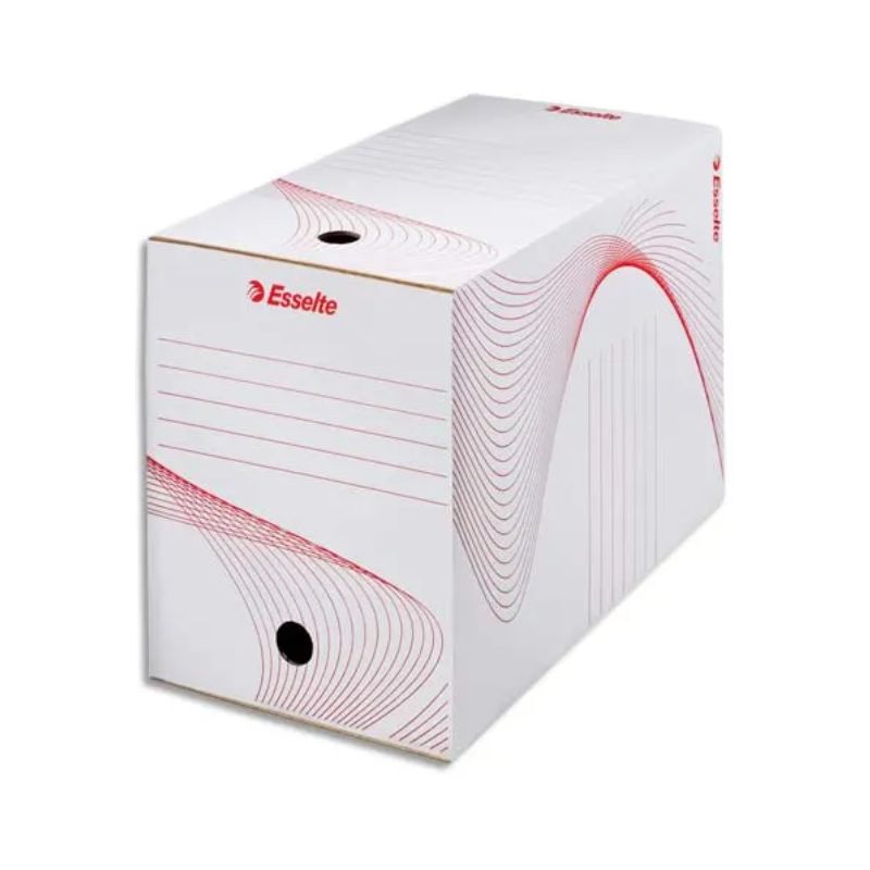 ESSELTE Boîte à archives, dos de 20 cm, en carton ondulé kraft Blanc ESSELTE Boîte à archives, dos de 20 cm, en carton ondulé kraft Blanc