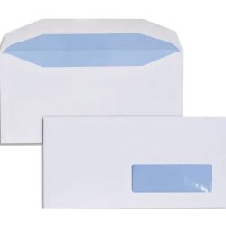Boîte de 1000 enveloppes Blanches gommées 80g mise sous pli automatique DL2 114X229 fenêtre 35x100