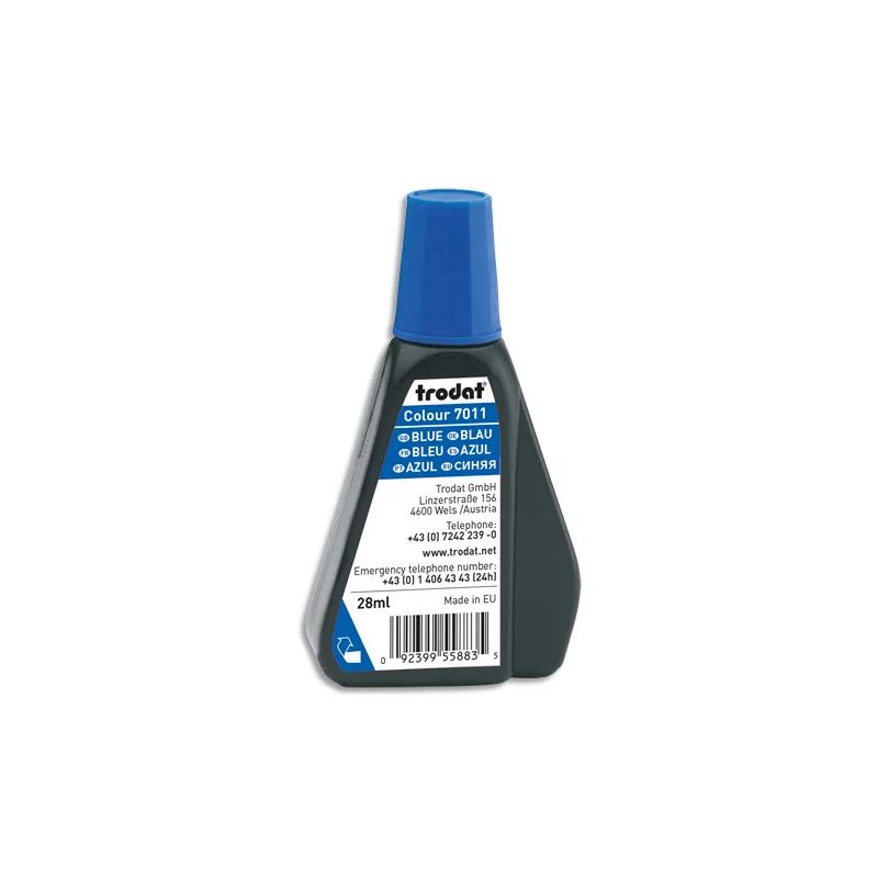 TRODAT Encre à tampon sans huile pour recharger tampons encreurs. Flacon de 28ml Bleu TRODAT Encre à tampon sans huile pour recharger tampons encreurs. Flacon de 28ml Bleu