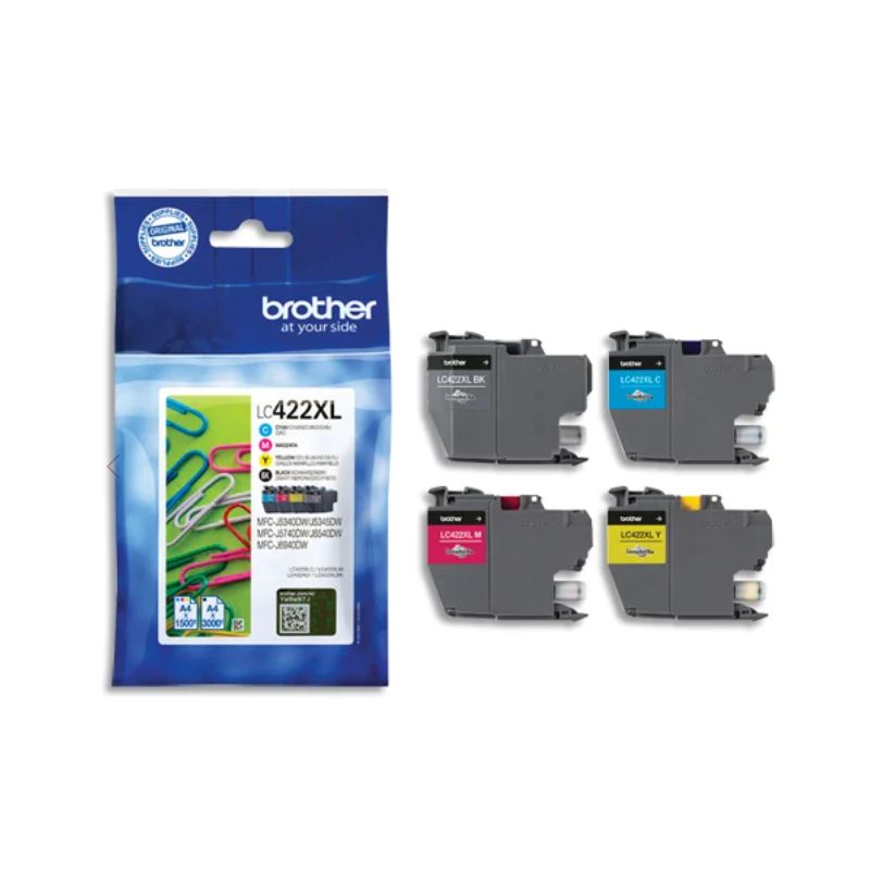 BROTHER Pack de 4 cartouches Jet d'encre XL LC422XLVAL BROTHER Pack de 4 cartouches Jet d'encre XL LC422XLVAL