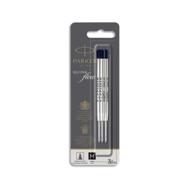 PARKER Blister de 3 recharges bille PARKER QuinkFlow. Pointe moyenne. Encre noire PARKER Blister de 3 recharges bille PARKER QuinkFlow. Pointe moyenne. Encre noire