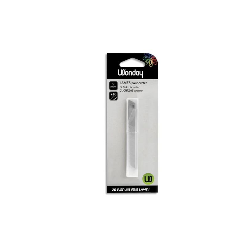 WONDAY Etui de 10 lames prédécoupées de 9 mm pour cutter de précision. Lames en acier inox trempé WONDAY Etui de 10 lames prédécoupées de 9 mm pour cutter de précision. Lames en acier inox trempé