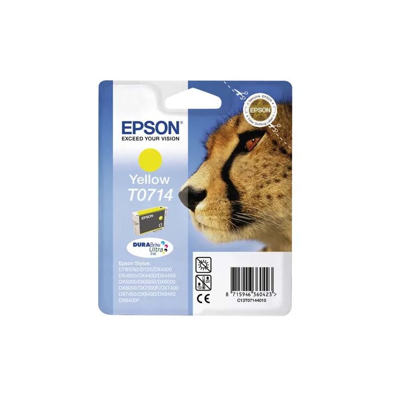 EPSON Cartouche Jet d'Encre DURABrite Ultra Jaune ''Guépard'' - C13T07144012 EPSON Cartouche Jet d'Encre DURABrite Ultra Jaune ''Guépard'' - C13T07144012