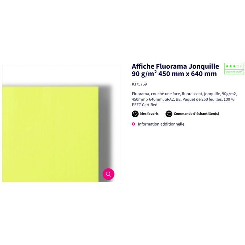 Affiche Fluorama Jonquille 90 g/m² 450 mm x 640 mm Affiche Fluorama Jonquille 90 g/m² 450 mm x 640 mm