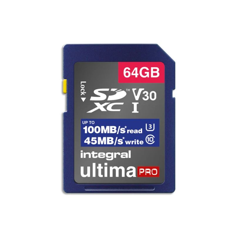 INTEGRAL Carte SDHC 64Go 4K INSDX64G-100V30 INTEGRAL Carte SDHC 64Go 4K INSDX64G-100V30