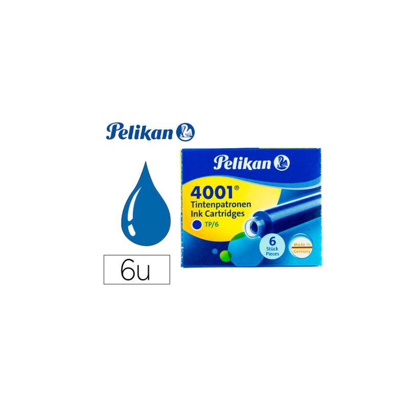 Cartouche pelikan courte standard bleu effaçable étui 6 unités. Cartouche pelikan courte standard bleu effaçable étui 6 unités.