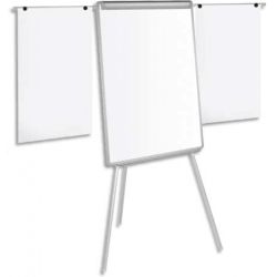 PERGAMY Chevalet trépied cadre aluminium, surface laquée magnétique, 2 bras latéraux - L75 x H107-195 cm