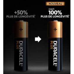 DURACELL Piles alcalines AA Plus 100%, 1,5V LR6 MN1500, lot de 12 piles