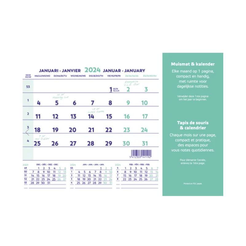 BREPOLS Calendrier mensuel tapis souris 1841, rabat PVC transparent, 14 feuilles, 23x18cm BREPOLS Calendrier mensuel tapis souris 1841, rabat PVC transparent, 14 feuilles, 23x18cm