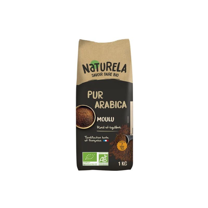 NATURELA Café moulu pur arabica bio 1kg NATURELA Café moulu pur arabica bio 1kg