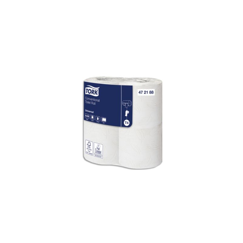 TORK Colis de 8 paquets de 6 rouleaux Papier toilette traditionnel Universal Blanc 2 plis 200 feuilles TORK Colis de 8 paquets de 6 rouleaux Papier toilette traditionnel Universal Blanc 2 plis 200 feuilles