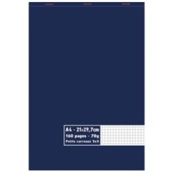 Bloc 70g agrafé en tête 160 pages petits carreaux 5x5 grand format A4 21 x 29,7 cm