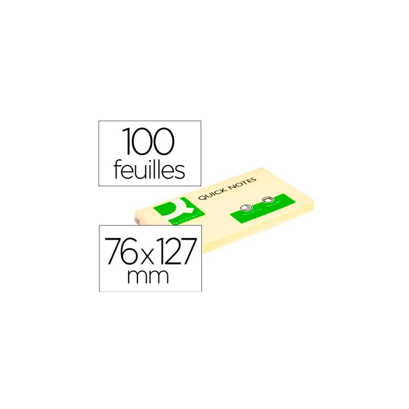 Bloc-notes q-connect quick notes 76x127mm 1 bloc 100f repositionnables coloris jaune. Bloc-notes q-connect quick notes 76x127mm 1 bloc 100f repositionnables coloris jaune.