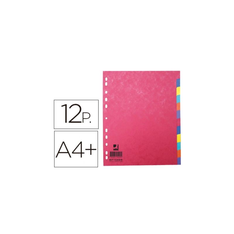Intercalaire q-connect carte lustrée 225g 12 positions a4+ 212x310mm. Intercalaire q-connect carte lustrée 225g 12 positions a4+ 212x310mm.