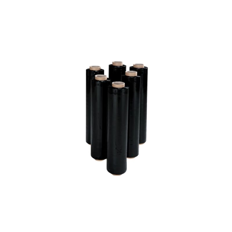 Film étirable manuel, polyéthylène opaque noir, l450 mm x L270 m, 20µ Film étirable manuel, polyéthylène opaque noir, l450 mm x L270 m, 20µ