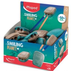 MAPED Taille-Crayons 2 trous en blister composé à 50% de fibres de bois certifié FSC.