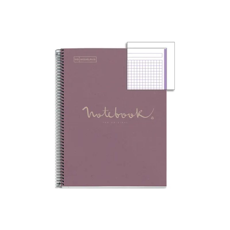 MIQUELRIUS Cahier carte spirale ECO EMOTION 21x29,7cm 160 pages 80g 5x5. Coloris lavande MIQUELRIUS Cahier carte spirale ECO EMOTION 21x29,7cm 160 pages 80g 5x5. Coloris lavande