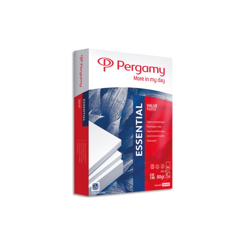 PERGAMY Ramette 500 feuilles papier Blanc Essentiel A4 80g CIE 136 PERGAMY Ramette 500 feuilles papier Blanc Essentiel A4 80g CIE 136